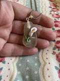 Beautiful Vintage Seaglass Lily Flower Pendant with Chain
