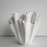 Modern orchid planter. White pottery vase. Upcycled handmade ceramic vase.