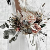 Wedding bouquet / bridal bouquet / dusty rose / pampasgrass / rustic boho wedding / white roses  / blush pink