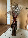 Large Vase with Assortment of Decorative Dried and Artificial Flowers