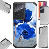 FUSION Case For GALAXY S21 S20 NOTE 20 Hybrid Phone Cover BLUE PEONY FLOWER