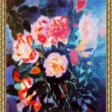 Red Rose Paintintig Flower Original Art Flora Canvas Artwork 24x20" by Olina Svoboda