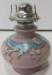 NEW LISTINGVintage Kaadan Ltd. Glass Oil Lamp With Pink & Blue Lily Flowers