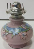 NEW LISTINGVintage Kaadan Ltd. Glass Oil Lamp With Pink & Blue Lily Flowers
