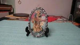 Oval Pewter Framed Dried Flowers= Glass Hanging  Plaque=6"=USA=