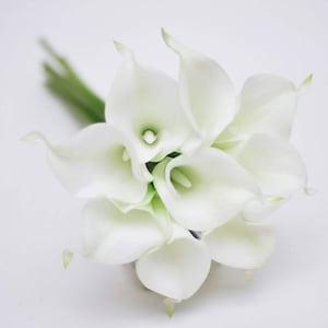 Real Touch Calla Lily White bridal bouquets wedding centerpieces home decor boutonnieres  corsage Real Touch Flowers