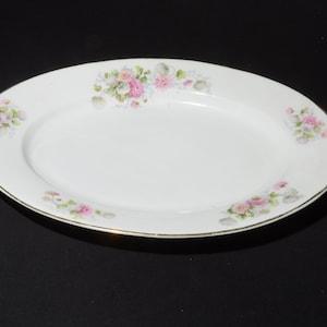 Antique Bavaria ZS&Co Zeh Scherzer hand painted platter serving plate 12.5" floral bouquet gold rim porcelain Germany chrysanthemum