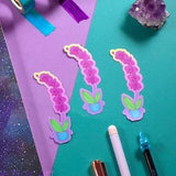 Holographic Orchid Sticker Pack of 3 | Matte Laminated Die Cut Orchid Stickers | Colorful Floral Sticker Set For Laptops or Water Bottles