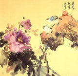 Peony flower&Birds lover-100% ORIENTAL ASIAN ART CHINESE WATERCOLOR PAINTING