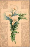 Easter Joys Calla Lilies Cross Gibson Easter Postcard B39