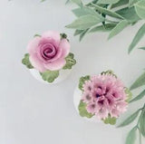 Denton Vintage Fine Bone China Salt Pepper White Pink Capodimonte Rose Carnation