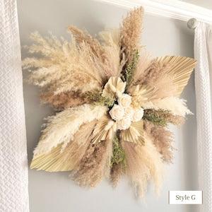 Pampas Dried Flower Arrangement Beige Pink Terracota Neutral Roses Wedding Swag Nursery Decor Event Backdrop Floral Wedding Arch Arrangement