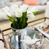 Real touch 8??? Potted Tulip Tabletop Centerpiece- flower silver pot