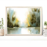4x6 Peaceful Watercolor Print For Living Room, Small Wall Decor Watercolor, Landscape Painting, Contemporary Green Wall Art, Fine Art Giclee