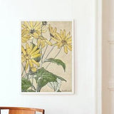 Sunflower Art Print, Vintage Sunflower Print, Sunflowers Wall Art, Yellow Flower Art Print, Watercolour Flower Botanical Art,Botanical Print