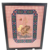 Handmade Antique Vtg Pressed Dried Flower Wall Hanging Picture Frame Red Gingh