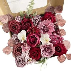 Artificial Flowers Combo Box Set Dahlia Peony Hydrangea Silk Fake Flowers Mix