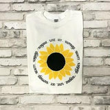 Sunflower adult tee, empowering words, sunflower graphic, uplifting and positive,