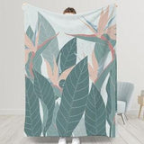 Crane Orchid Plant Blanket Flowers Blanket Large Botanical Blanket For Plant Lover,Boho Blanket Plant Home Decor,Soft Green Blanket Bedroom