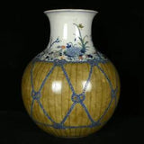 13.4" Old Antique Porcelain qing dynasty qianlong mark doucai peony flower Vase