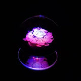 3D crystal ball, in-carved rose bouquet crystal ball, crystal ball with rotating lantern base (3.15in)