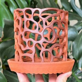 Unglazed Terracotta Orchid Planter Pot with Holes and Optional Saucer