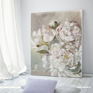 Floral oil painting, Neutral wall art, Peonies painting, Bridal bouquet, White flowers painting, Original Wall Art, Peony painting