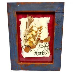 Vintage Dried Pressed Herbs by FlowerCrafters Wood Frame Handmade Wall Decor