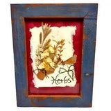 Vintage Dried Pressed Herbs by FlowerCrafters Wood Frame Handmade Wall Decor
