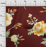 oneOone Cotton Poplin Fabric Watercolor Leaves & Peony Floral Decor-iRc