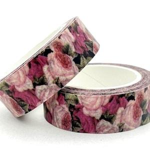 Flowers, Roses, 1m/10m Option, Washi Tape, Scrapbooking Washi Tape, 1m Sample Washi Tape, 1m Sample Washi Tape, 10m Full Roll Washi Tape