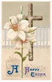 A Happy Easter Lilies Wooden Cross Crucifix Easter Postcard | B15