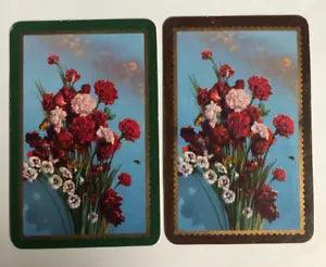Carnation Petunia Flowers Butterfly Vintage Retro Art Gold 2x Swap Playing Cards