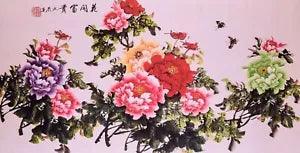 ORIGINAL ASIAN FINE ART CHINESE WATERCOLOR PAINTING-Peony flower&butterfly