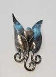Antique Lily of The Valley Hand Wrought Sterling Silver Floral Brooch Pin