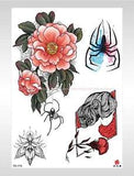 spider sexy girl peony flower large 8.25" temporary   cute tattoos