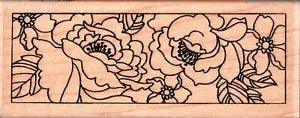 Stampendous ~ PEONY PANEL ~ Wood Mounted Rubber Stamps Floral Garden