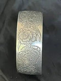 Vintage Kirk Stieff Pewter Carnation Cuff Bracelet Flower of The Month January