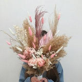 Wedding boho dried flowers bouquet, beige and blush pink bridal bouquet, preserved flowers bridesmaids bouquet, natural floral arrangements