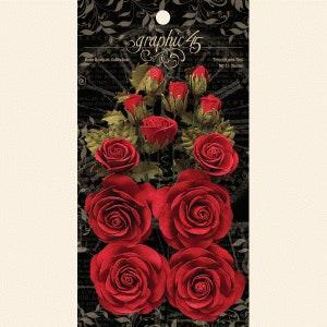 Graphic 45 Rose Bouquet Collection - Triumphant Red - G45 Flowers - Red Scrapbook Roses - Red Scrapbook Flowers - LAST CHANCE - 8-098