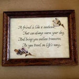 Framed Poem About Friends With Dried Pressed Flowers