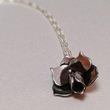 Delicate orchid pendant, black orchid pendantif, bothanical jewlery, green witch amulet, chic pendantif
