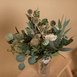 Dried & artificial flowers bridal bouquet - forest green  white no. 3