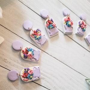 Teapot Bouquet Clay Earrings