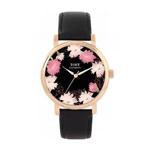 Toff London TLWS-37073 Ladies Pink Carnations Flower Watch