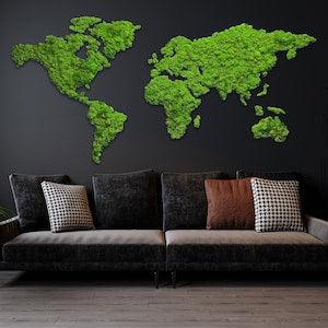 Moss wall art world map