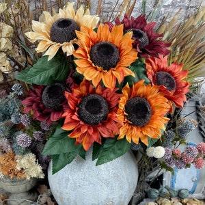 Vintage Luxury Large Sunflower Silk Artificial Faux Flower, Home Decor, Flower Arrangements, Summer Flower, Summer Decor, Gifts For Her