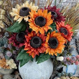 Vintage Luxury Large Sunflower Silk Artificial Faux Flower, Home Decor, Flower Arrangements, Summer Flower, Summer Decor, Gifts For Her