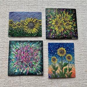 ART STICKERS | Florals Forever - Set of 4 | Vibrant Colorful High Quality | Colorful Flowers Nature Happy Art Yellow Sunflower Florals