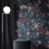 Dark Green Roses Floral Wallpaper, Vintage Botanical Wallpaper, Vintage Flowers Wallpaper, Traditional Removable Wallpaper, Peel and Stick